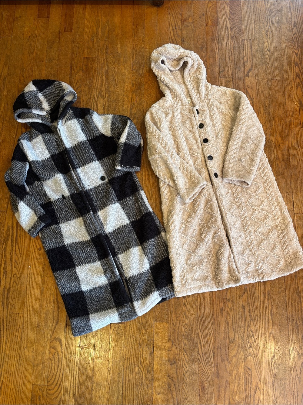 SHEIN Kids Hooded Sherpa Coat - Black, White & Cream